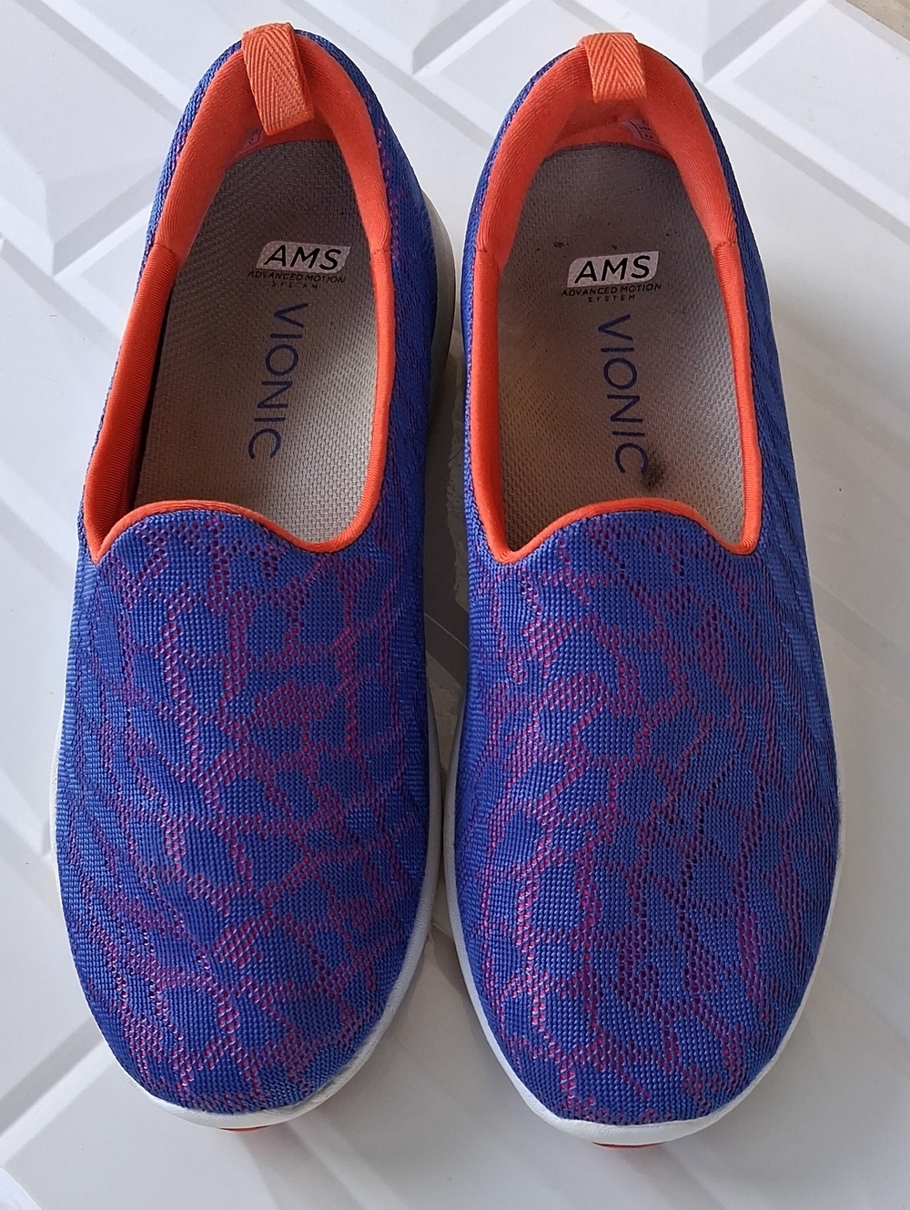 Vionic Blue & Orange Slip-On Knit Sneakers